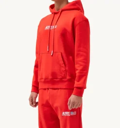 Felpa Con Cappuccio Iconic Logo Rosso