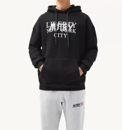 Felpa Con Cappuccio Liberty Print Nero