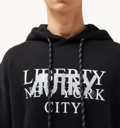 Felpa Con Cappuccio Liberty Print Nero