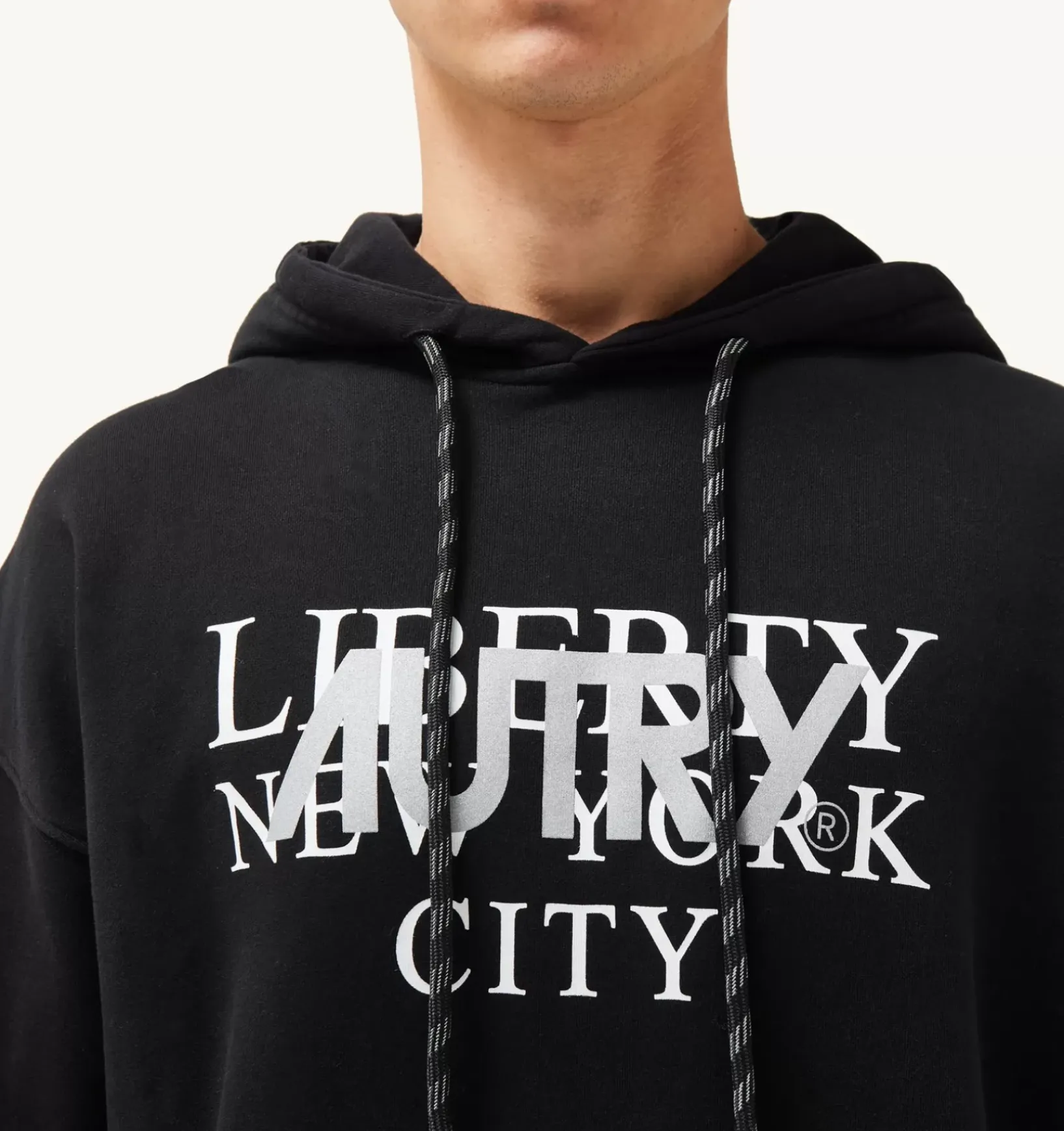 Felpa Con Cappuccio Liberty Print Nero