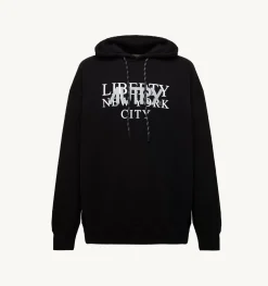 Felpa Con Cappuccio Liberty Print Nero