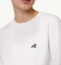 Felpa Girocollo Iconic Logo Bianco