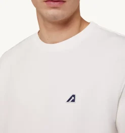 Felpa Girocollo Iconic Logo Bianco