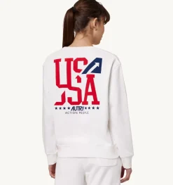 Felpa Girocollo Iconic Logo Bianco
