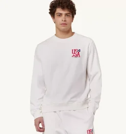 Felpa Girocollo Iconic Logo Bianco