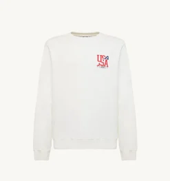 Felpa Girocollo Iconic Logo Bianco