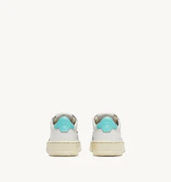 Medalist Low Sneakers In Pelle Bianca E Turquoise Per Bambini