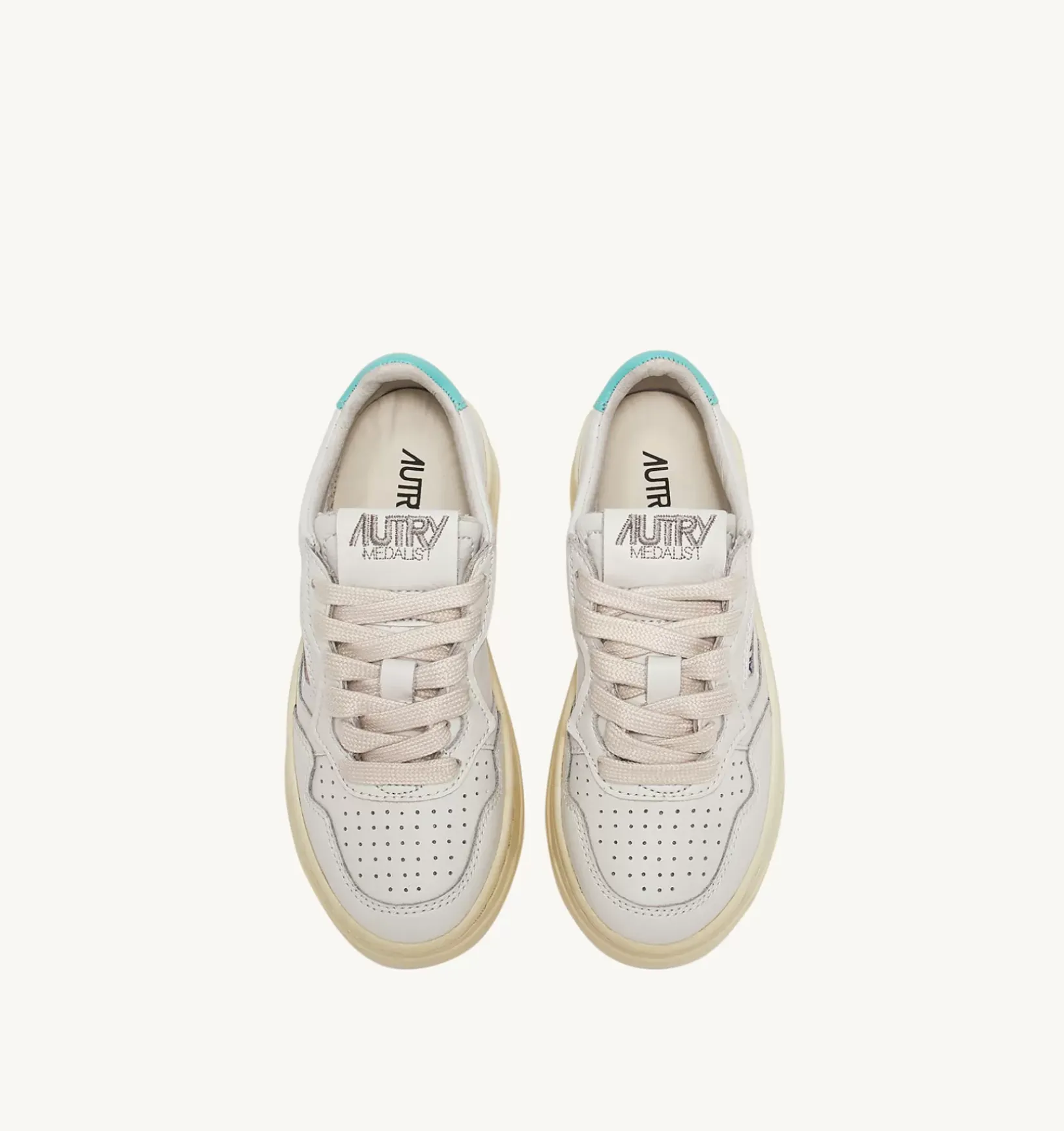 Medalist Low Sneakers In Pelle Bianca E Turquoise Per Bambini