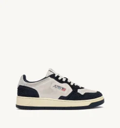 Medalist Low Sneakers In Suede Bianco E Suede Effetto Hair Blu