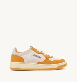 Medalist Low Sneakers In Suede Bianco E Suede Effetto Hair Arancione