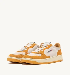 Medalist Low Sneakers In Suede Bianco E Suede Effetto Hair Arancione
