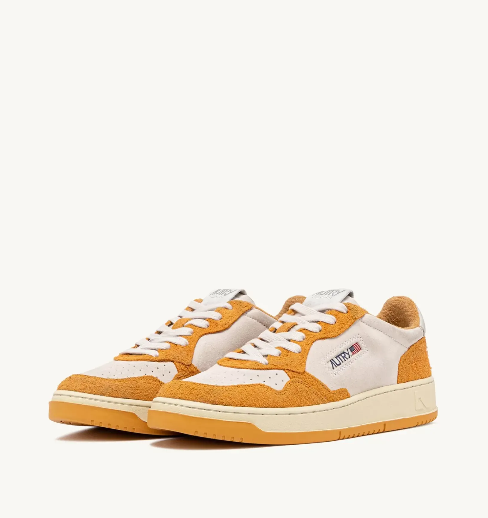Medalist Low Sneakers In Suede Bianco E Suede Effetto Hair Arancione