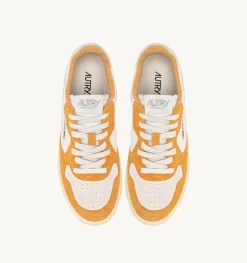Medalist Low Sneakers In Suede Bianco E Suede Effetto Hair Arancione