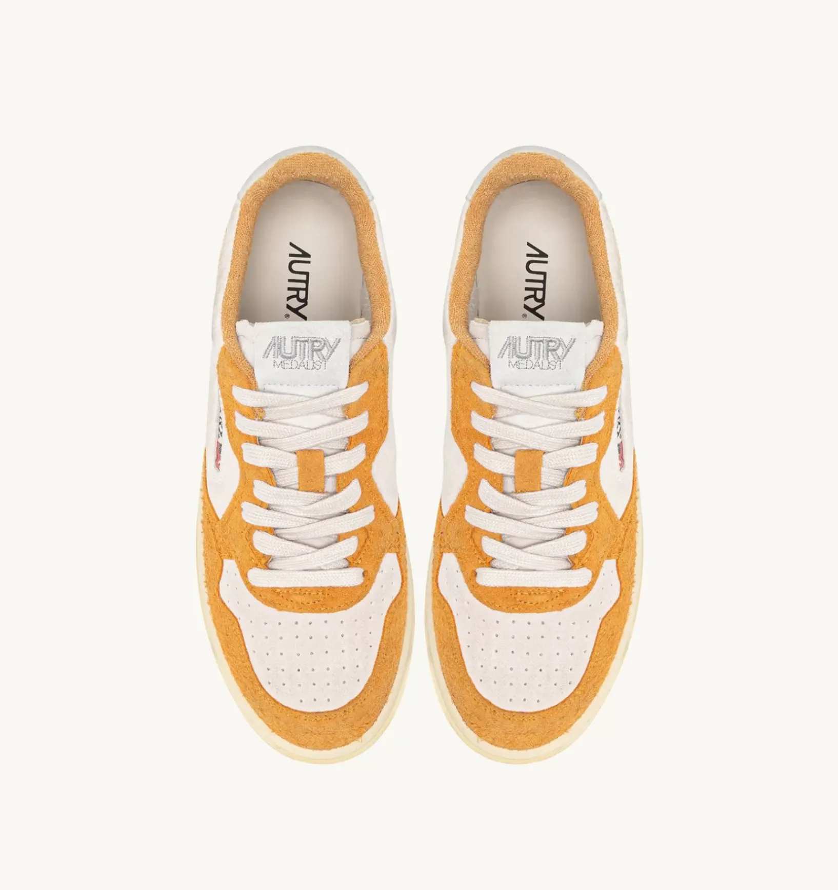 Medalist Low Sneakers In Suede Bianco E Suede Effetto Hair Arancione