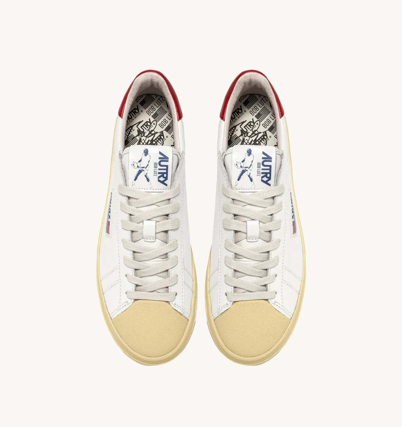 Sneakers Bob Lutz Low In Pelle Bianco E Rosso