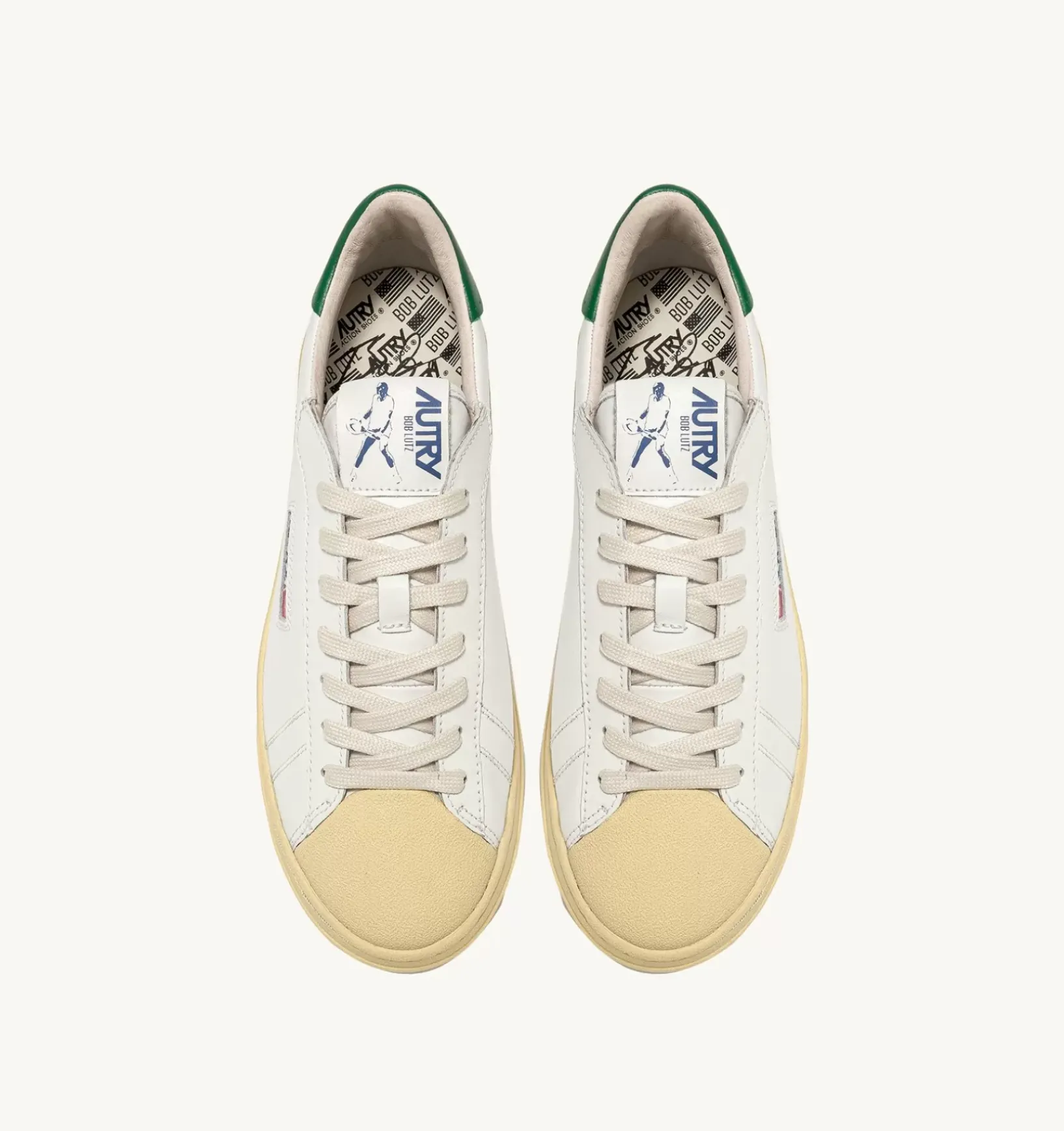 Sneakers Bob Lutz Low In Pelle Bianca E Verde