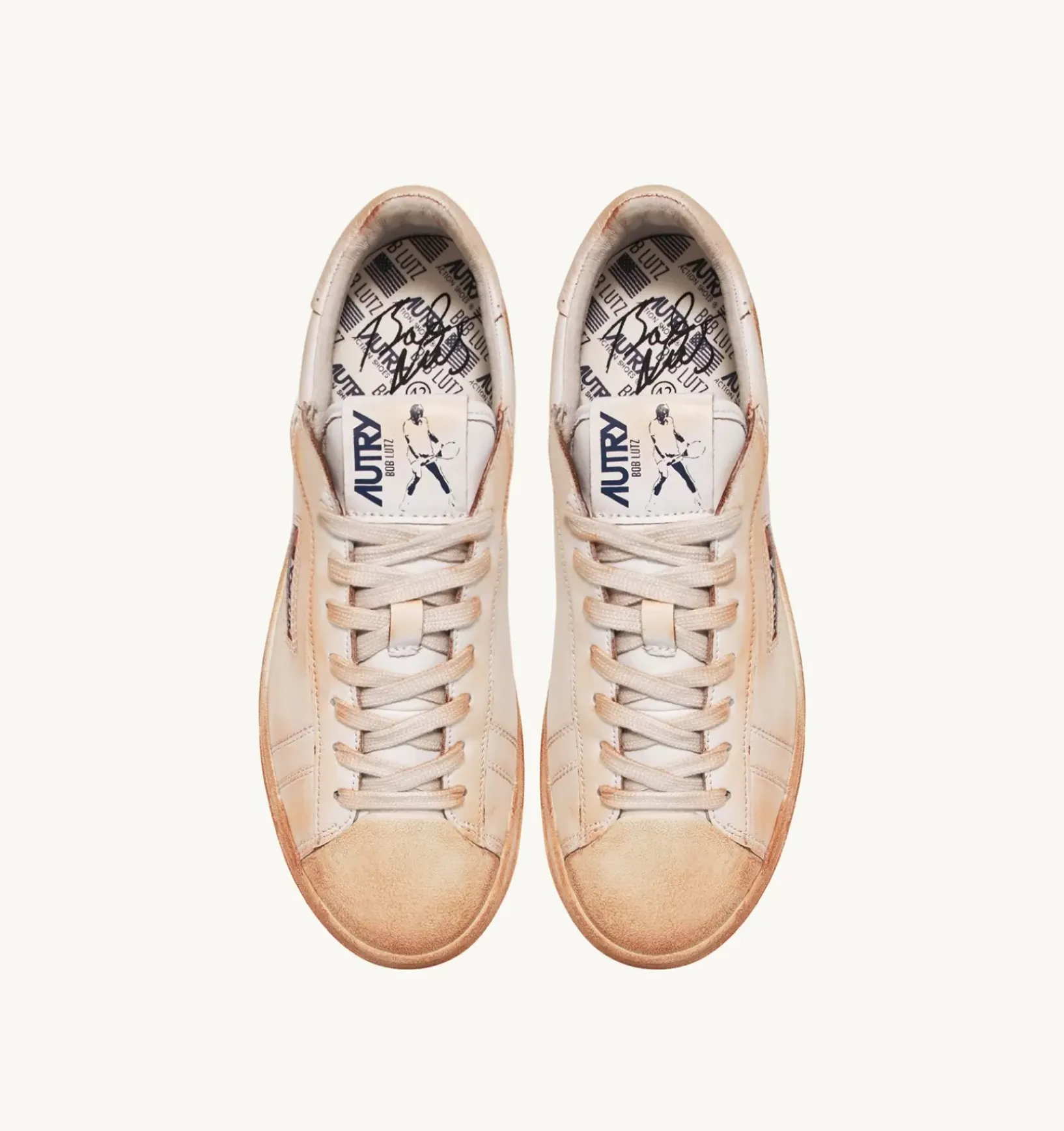 Sneakers Bob Lutz Low In Pelle Bianca Effetto Used