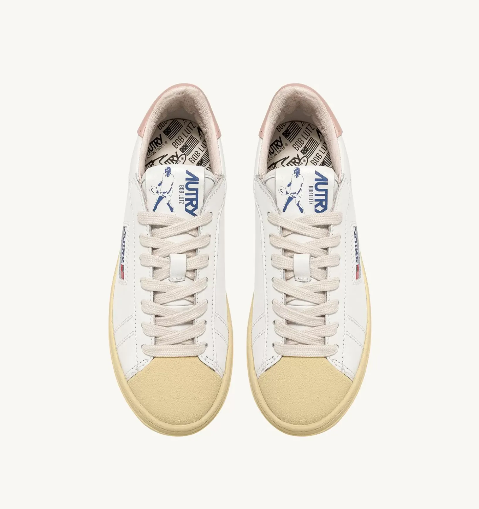 Sneakers Bob Lutz Low In Pelle Bianco E Rosa