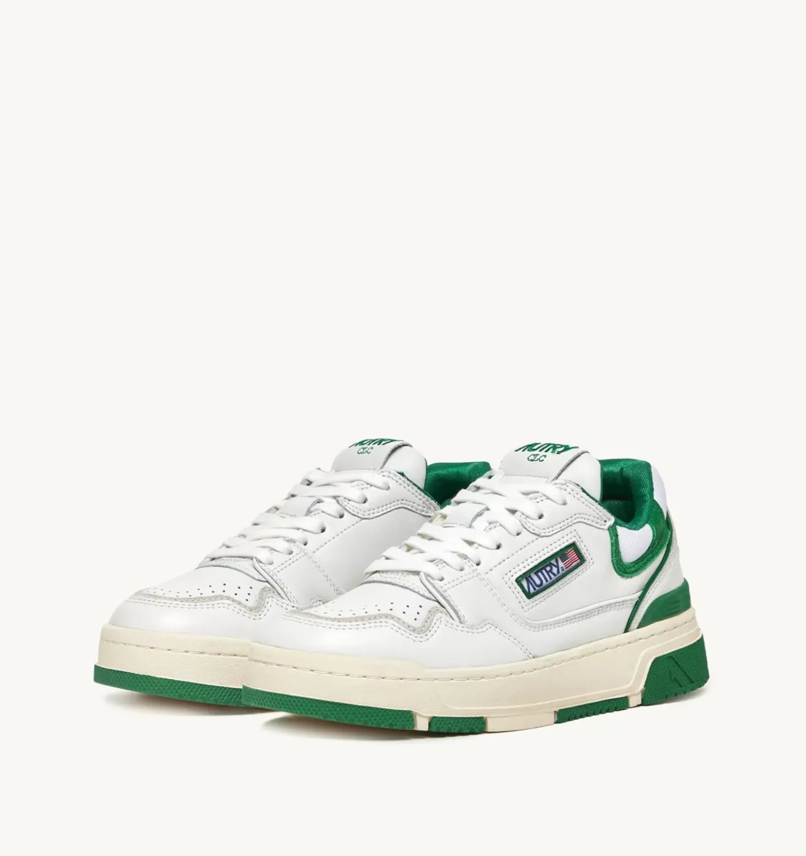 Sneakers Clc In Pelle Bianca E Suede Verde