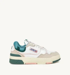 Sneakers Clc In Pelle Colore Bianco Verde E Suede Beige