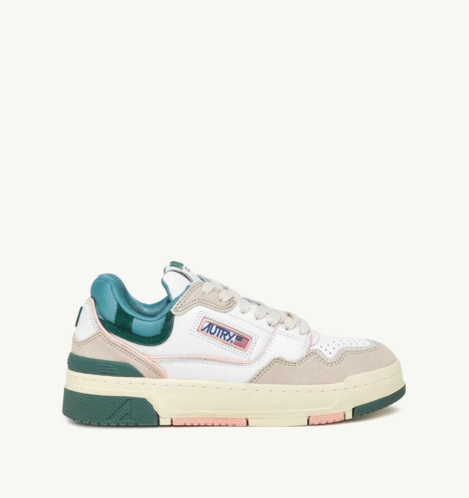 Sneakers Clc In Pelle Colore Bianco Verde E Suede Beige