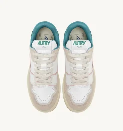 Sneakers Clc In Pelle Colore Bianco Verde E Suede Beige