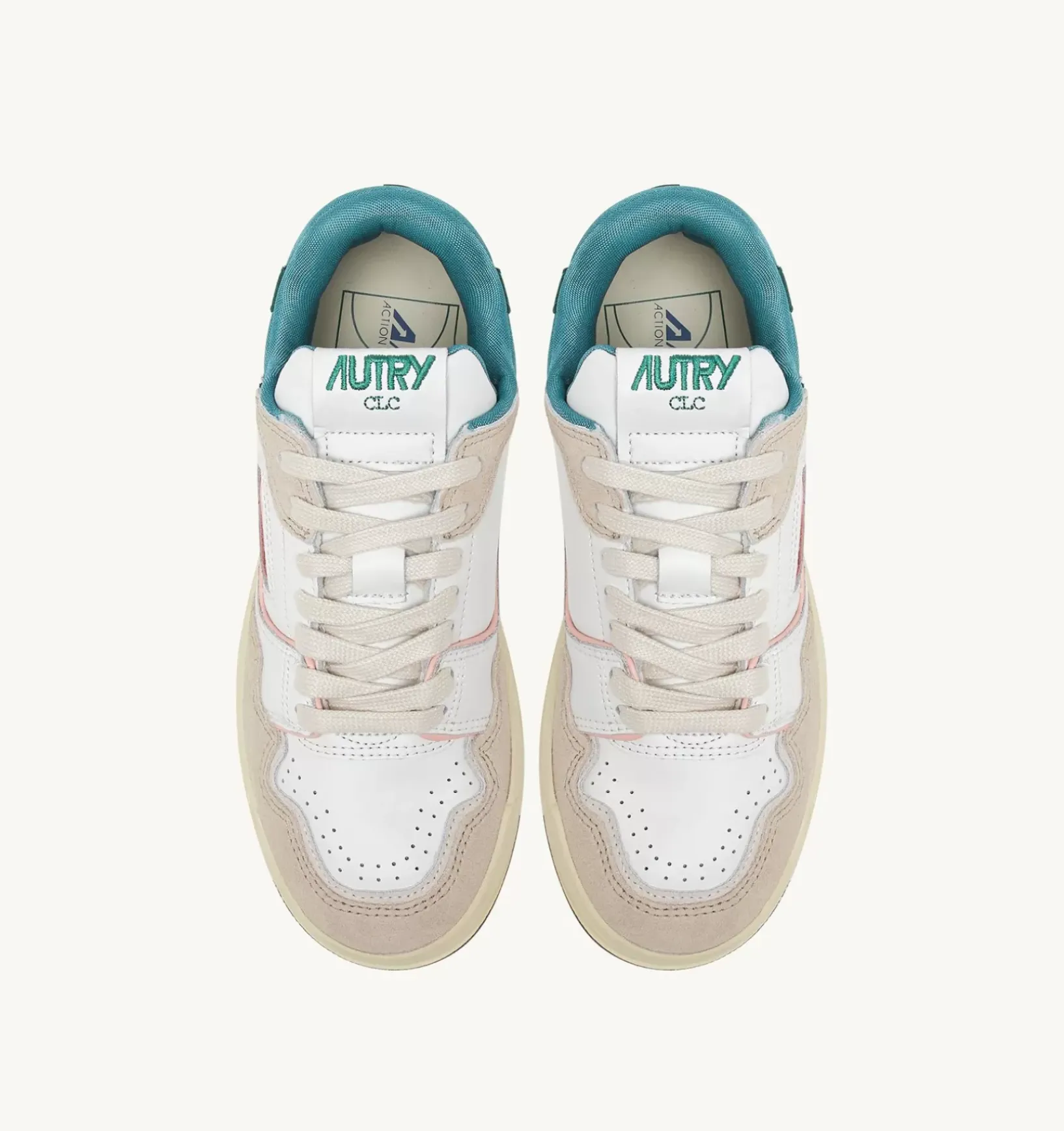 Sneakers Clc In Pelle Colore Bianco Verde E Suede Beige