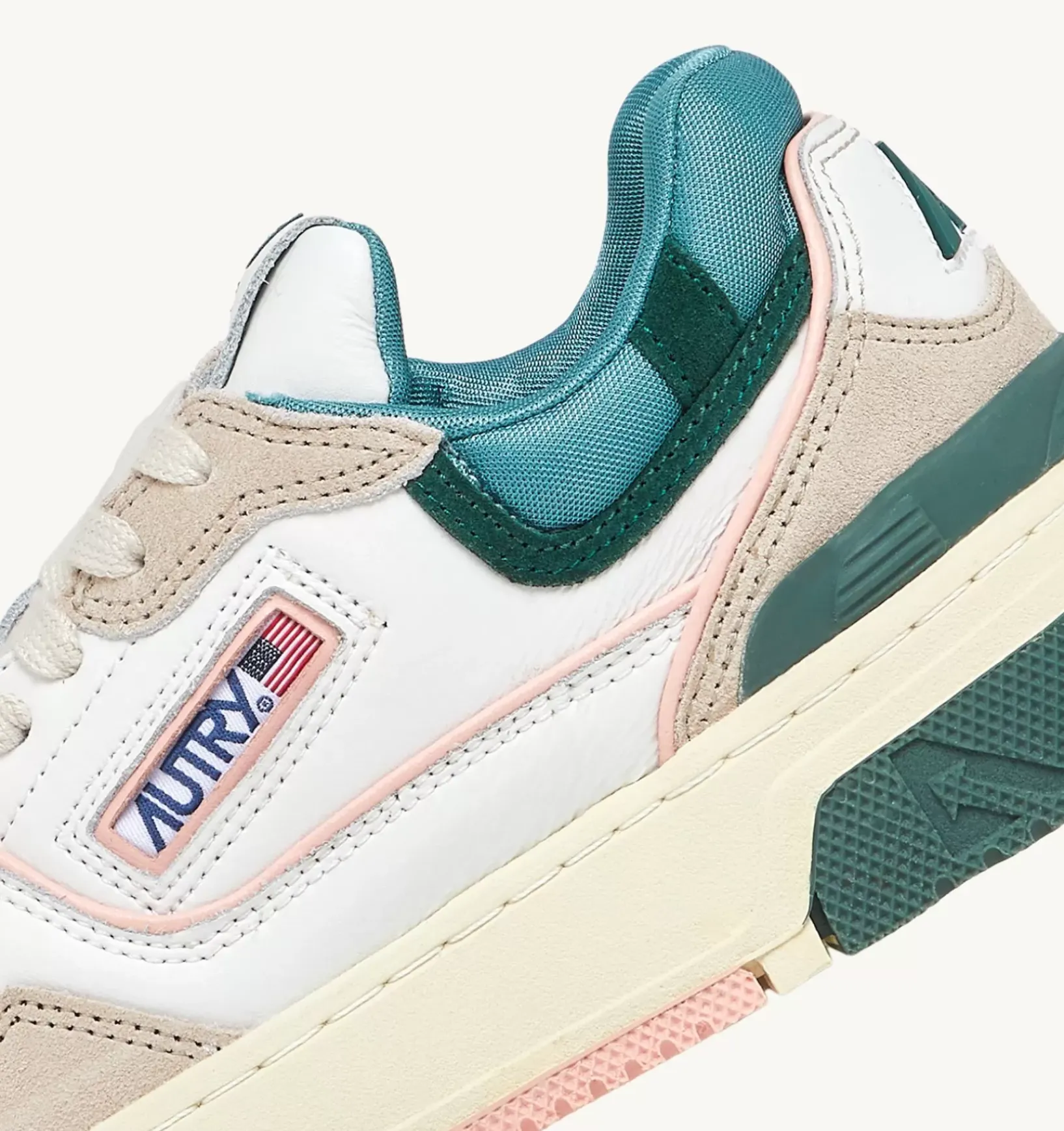 Sneakers Clc In Pelle Colore Bianco Verde E Suede Beige