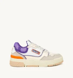 Sneakers Clc In Pelle Colore Bianco Viola E Suede Beige