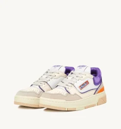 Sneakers Clc In Pelle Colore Bianco Viola E Suede Beige