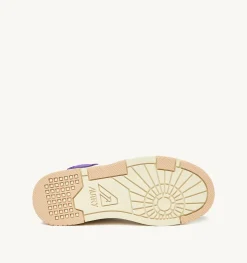 Sneakers Clc In Pelle Colore Bianco Viola E Suede Beige