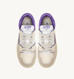 Sneakers Clc In Pelle Colore Bianco Viola E Suede Beige