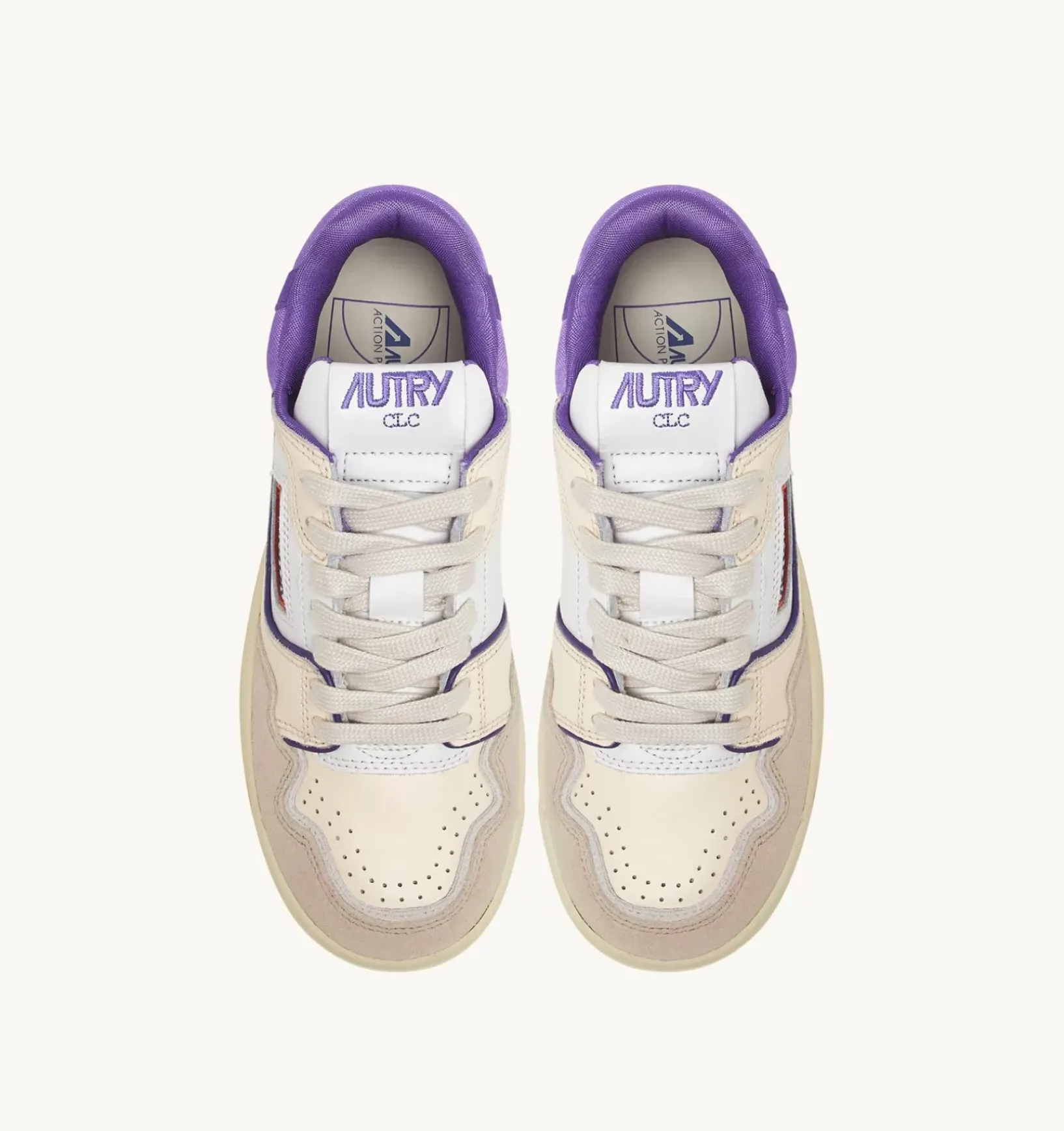 Sneakers Clc In Pelle Colore Bianco Viola E Suede Beige