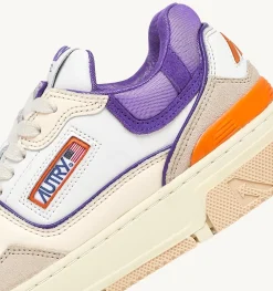 Sneakers Clc In Pelle Colore Bianco Viola E Suede Beige