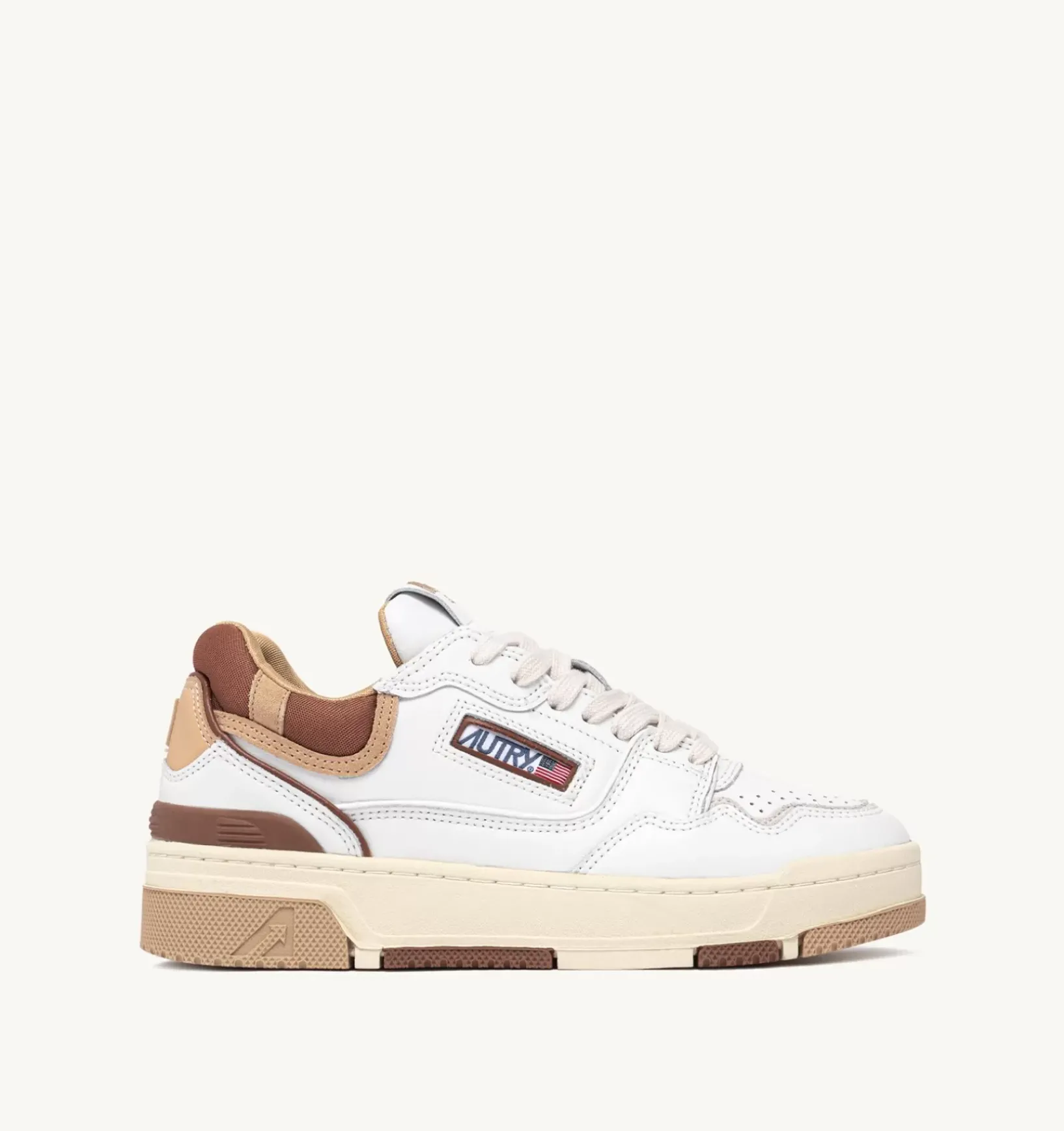 Sneakers Clc In Pelle Colore Bianco Beige E Marrone