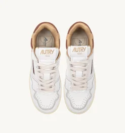 Sneakers Clc In Pelle Colore Bianco Beige E Marrone