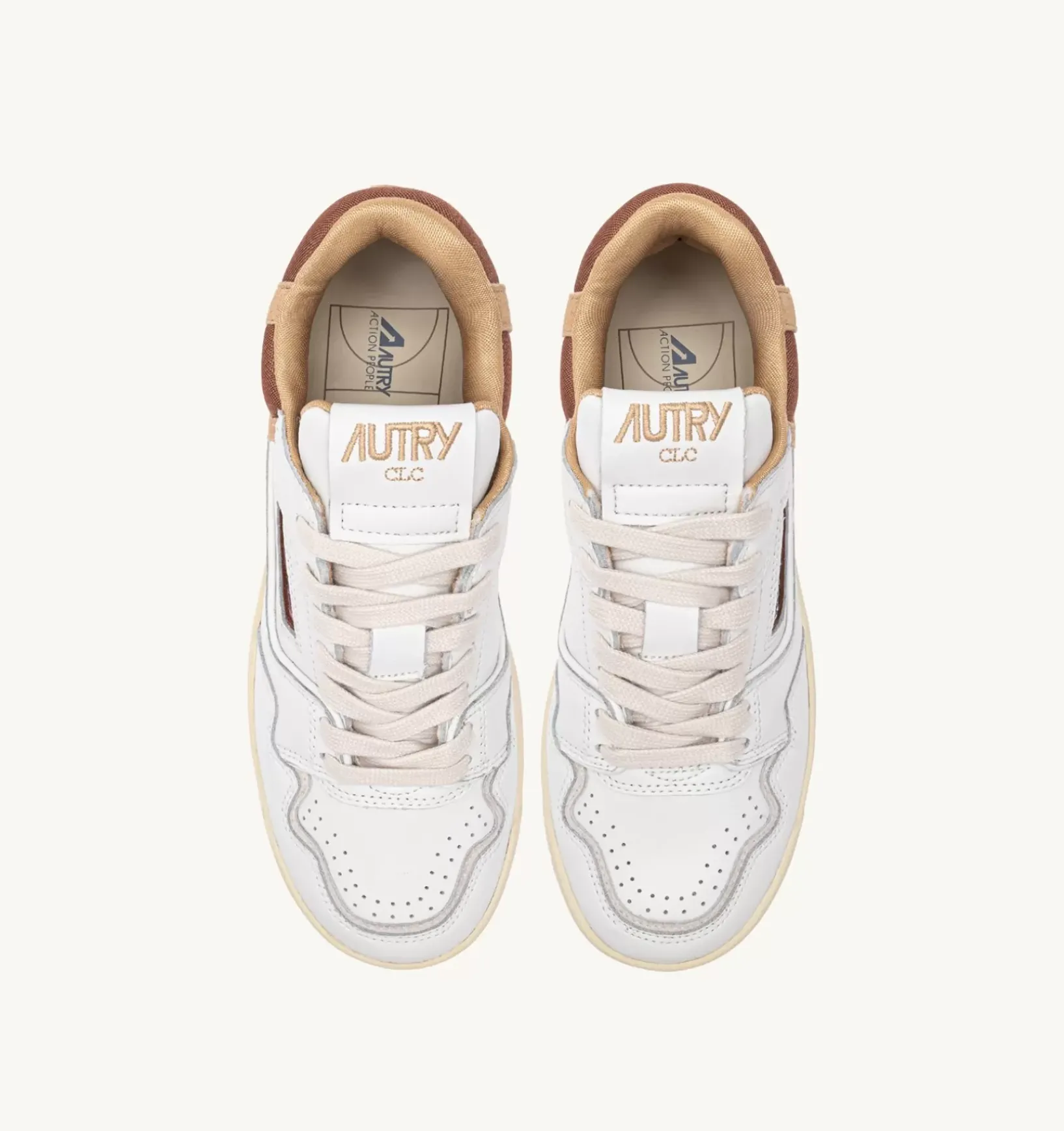Sneakers Clc In Pelle Colore Bianco Beige E Marrone