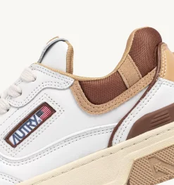 Sneakers Clc In Pelle Colore Bianco Beige E Marrone