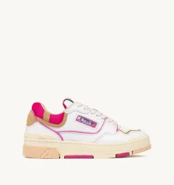 Sneakers Clc In Pelle E Suede Colore Bianco Beige E Fuxia