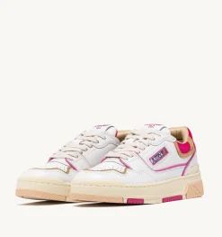 Sneakers Clc In Pelle E Suede Colore Bianco Beige E Fuxia