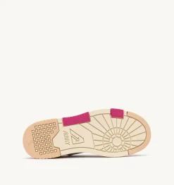 Sneakers Clc In Pelle E Suede Colore Bianco Beige E Fuxia