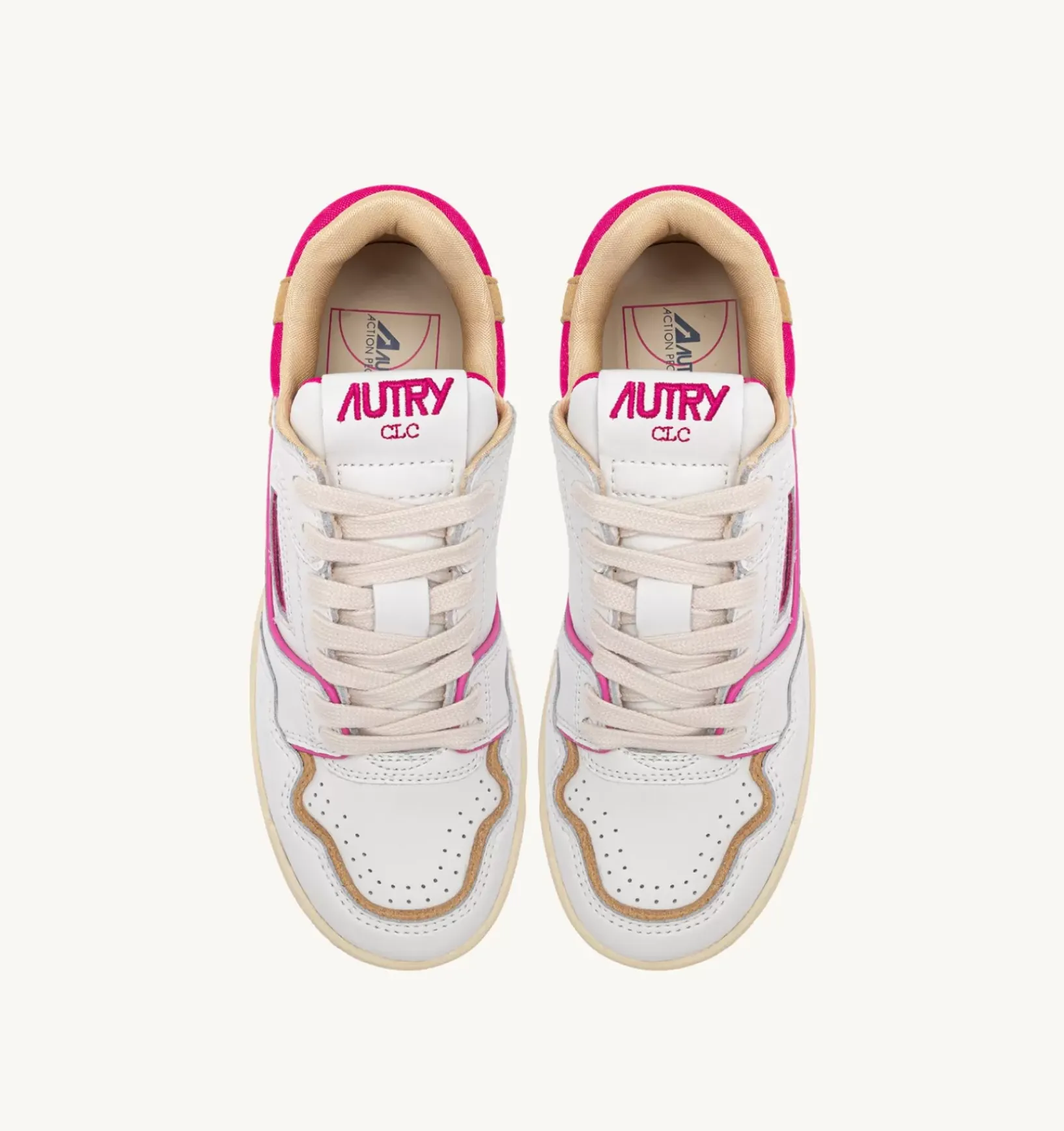 Sneakers Clc In Pelle E Suede Colore Bianco Beige E Fuxia