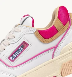 Sneakers Clc In Pelle E Suede Colore Bianco Beige E Fuxia