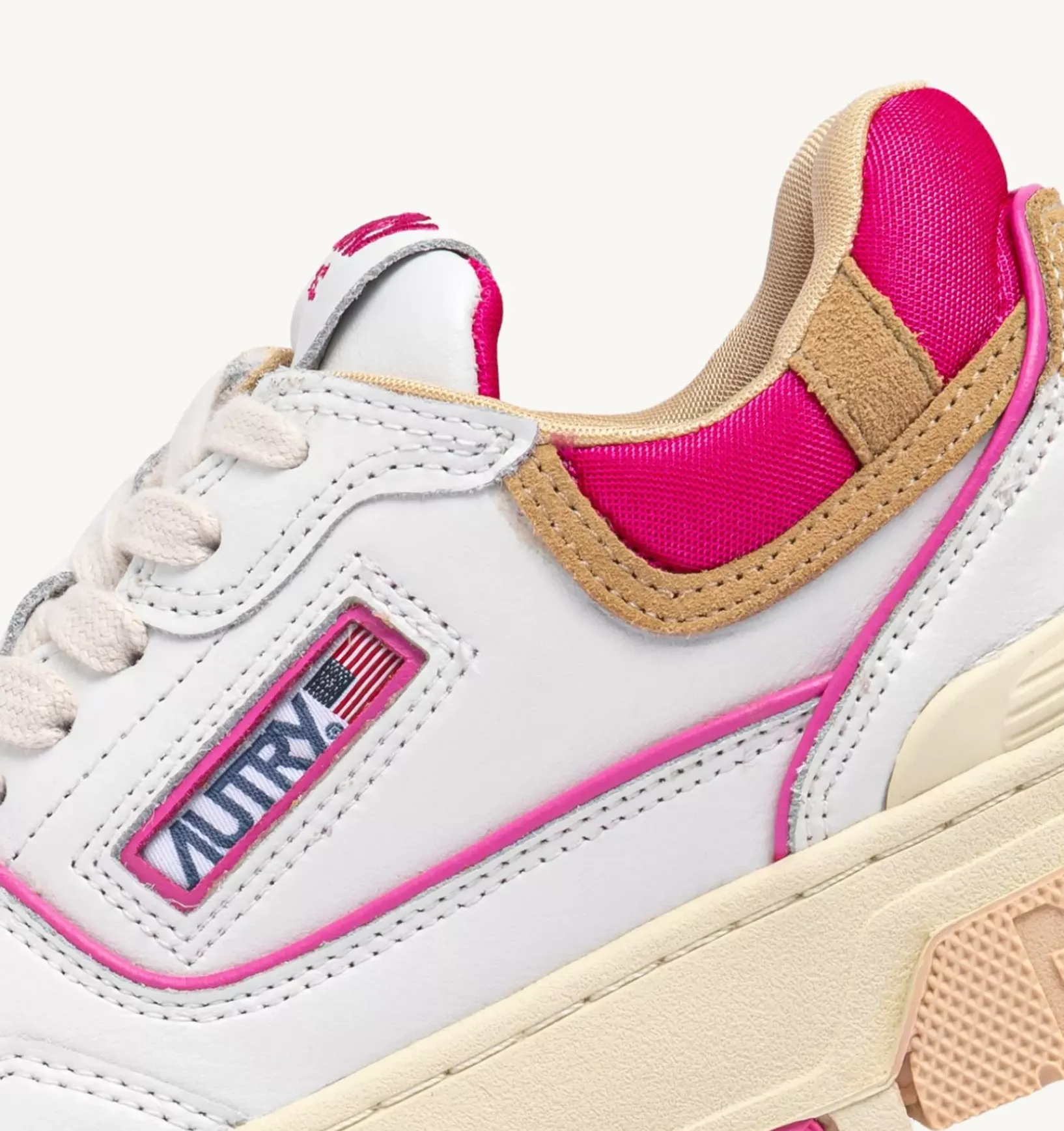 Sneakers Clc In Pelle E Suede Colore Bianco Beige E Fuxia