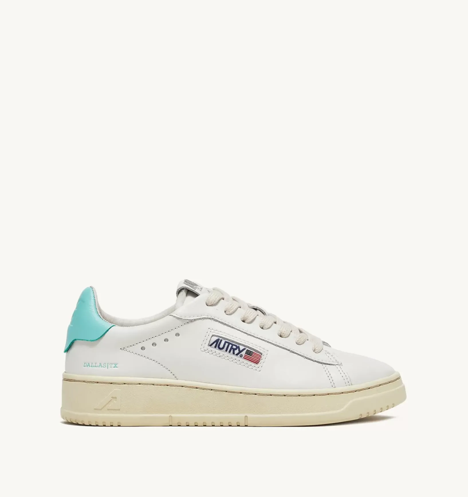 Sneakers Dallas Low In Pelle Colore Bianco E Turquoise