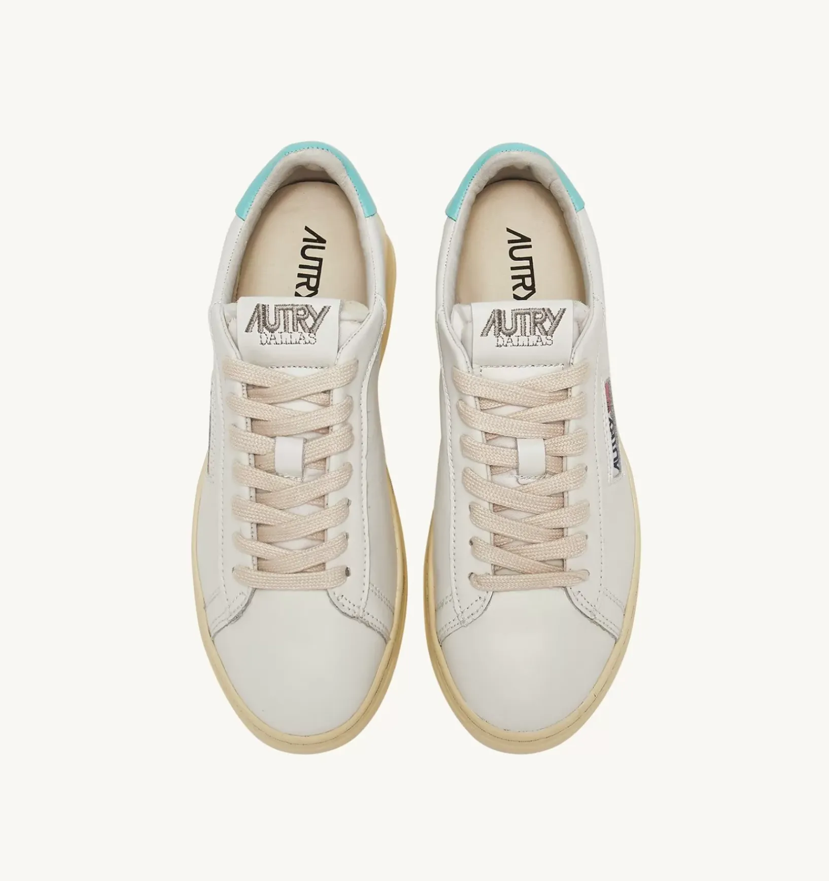 Sneakers Dallas Low In Pelle Colore Bianco E Turquoise