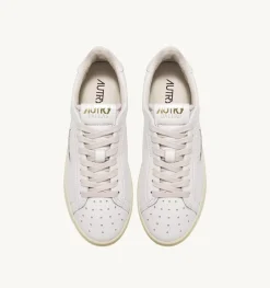 Sneakers Dallas Low In Pelle E Foil Print Bianco E Platino