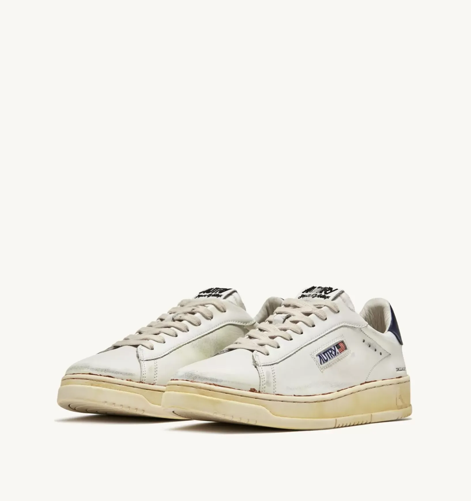 Sneakers Dallas Low Super Vintage In Pelle Bianco Blu