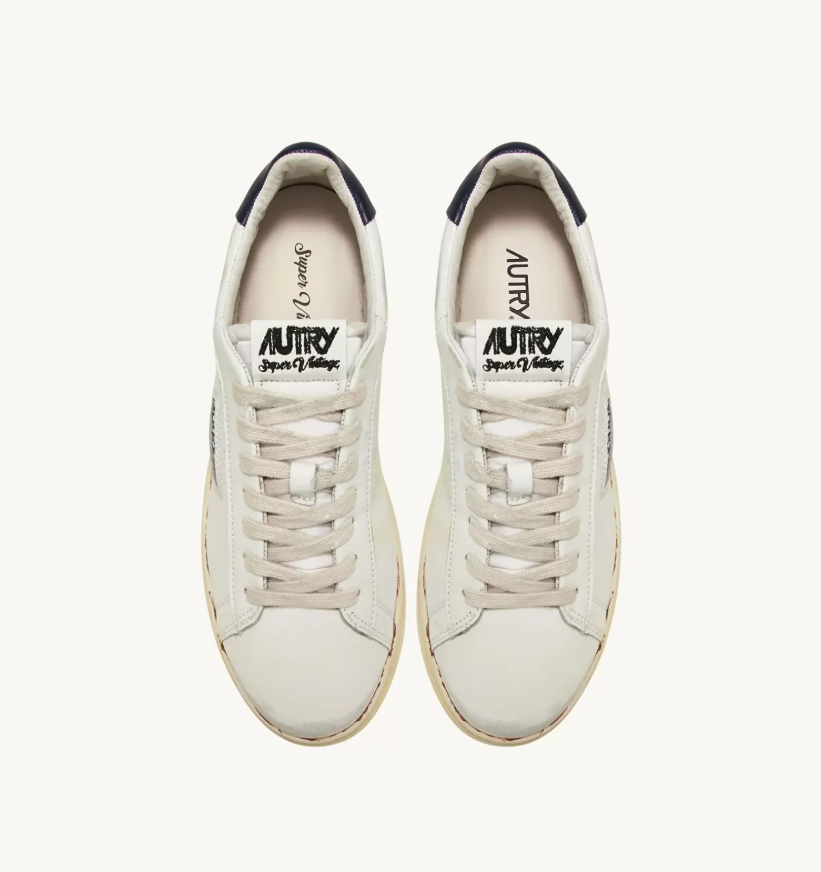 Sneakers Dallas Low Super Vintage In Pelle Bianco Blu