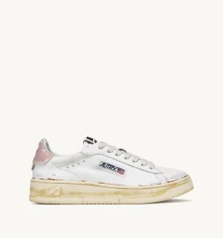 Sneakers Dallas Super Vintage Low In Pelle Bianco Rosa